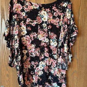 Maurice’s Floral Women's Top, Flutter Sleeve, Size 1X